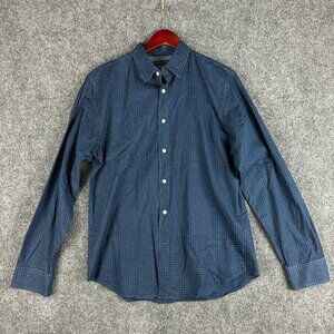 Banana Republic Shirt Mens Medium Grant Fit Custom Wash Blue White Polka Dot
